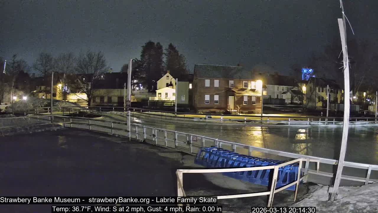 Ice Skating - Patio Cam at Strawbery Banke, Porsmouth , Live Camera, New Hampshire 
