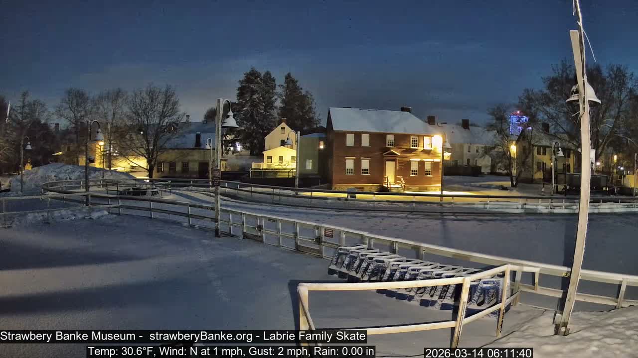 Ice Skating - Patio Cam at Strawbery Banke, Porsmouth , Live Camera, New Hampshire 