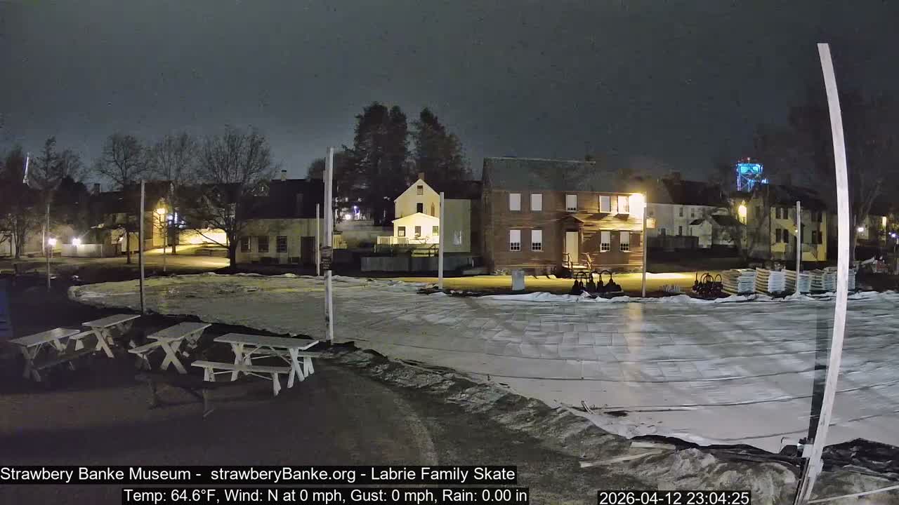 Ice Skating - Patio Cam at Strawbery Banke, Porsmouth , Live Camera, New Hampshire 