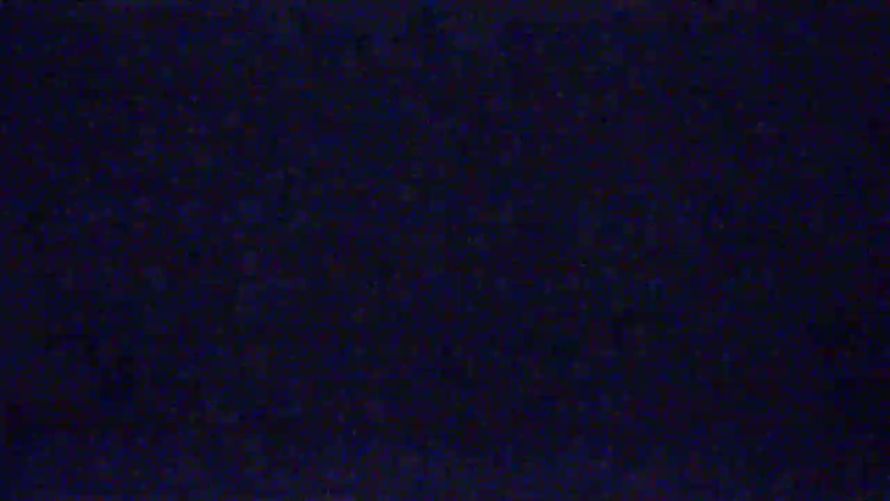 The image shows a dark blue screen filled with static.