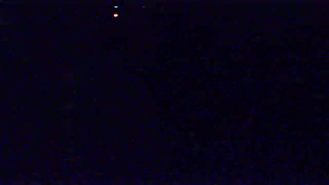 A dark, possibly nighttime scene shows a dark blue field speckled with tiny points of light.