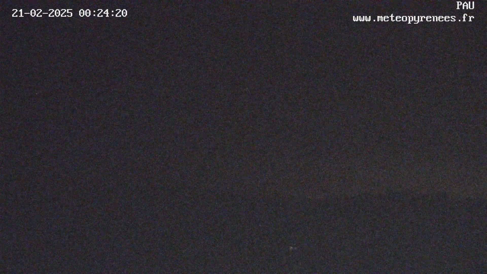 A dark, nighttime image shows a mostly uniform, grainy black surface.