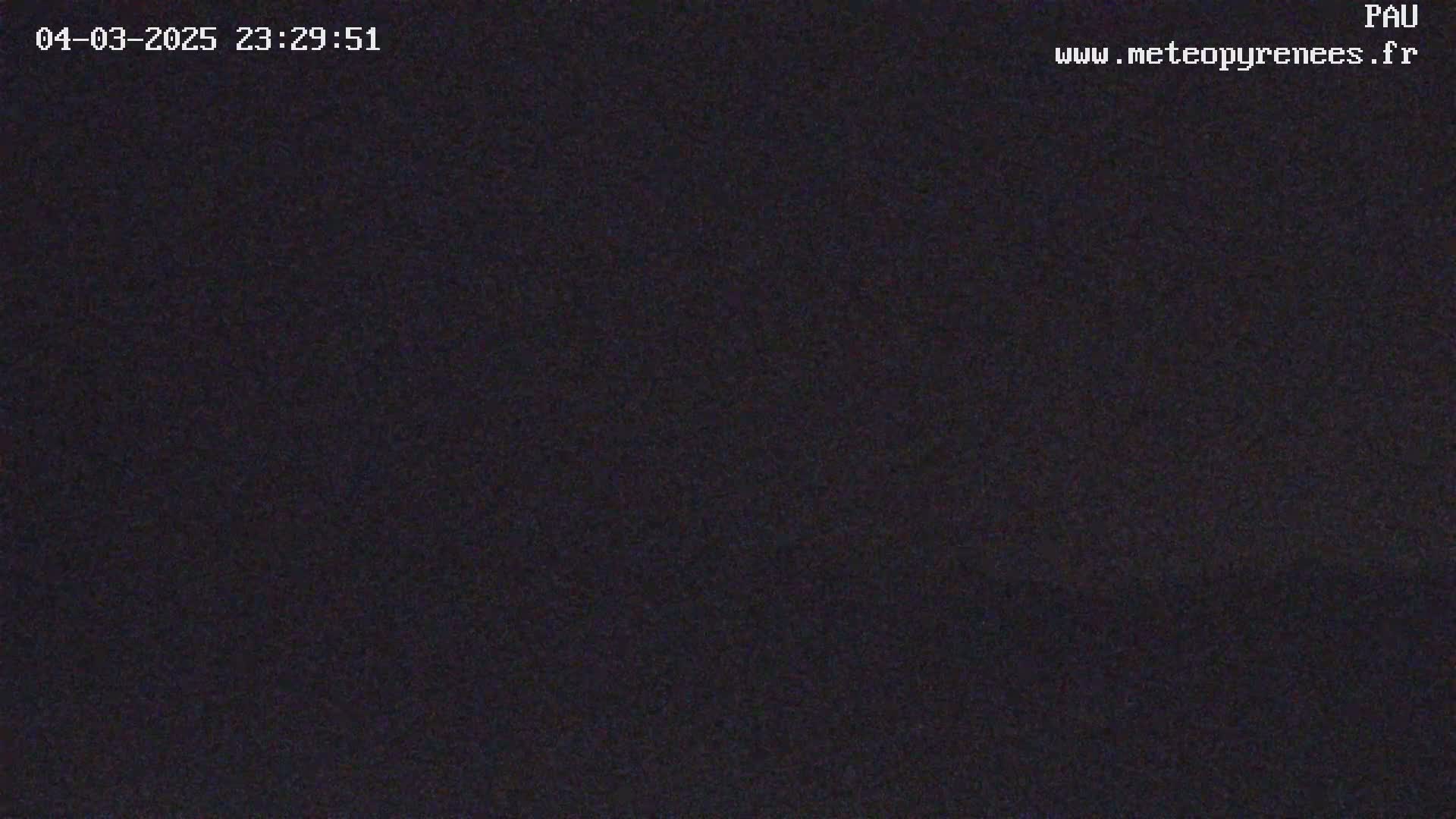 The image shows a completely dark, nighttime scene.