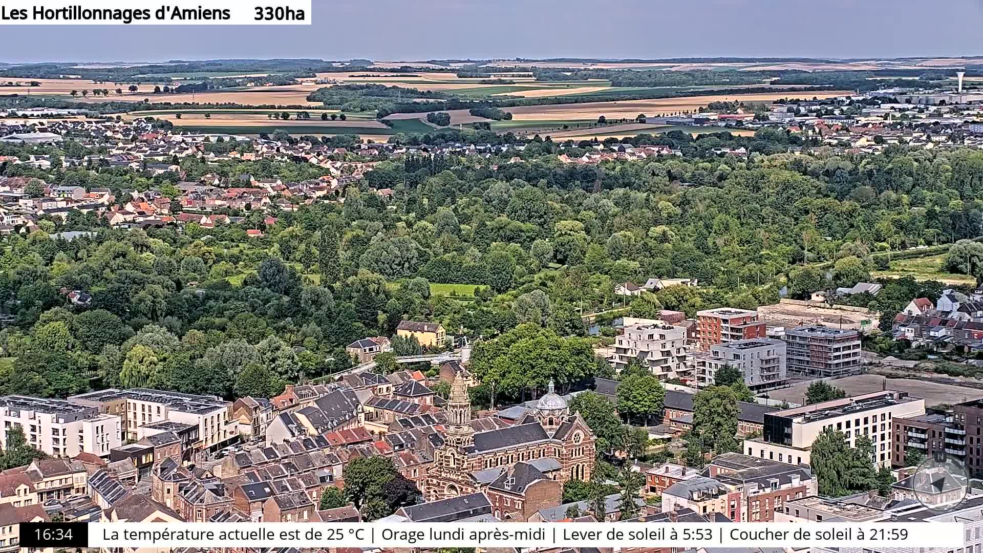 Amiens City Skyline 360 Live Cam- Amiens, Somme, Hauts-de-France, France