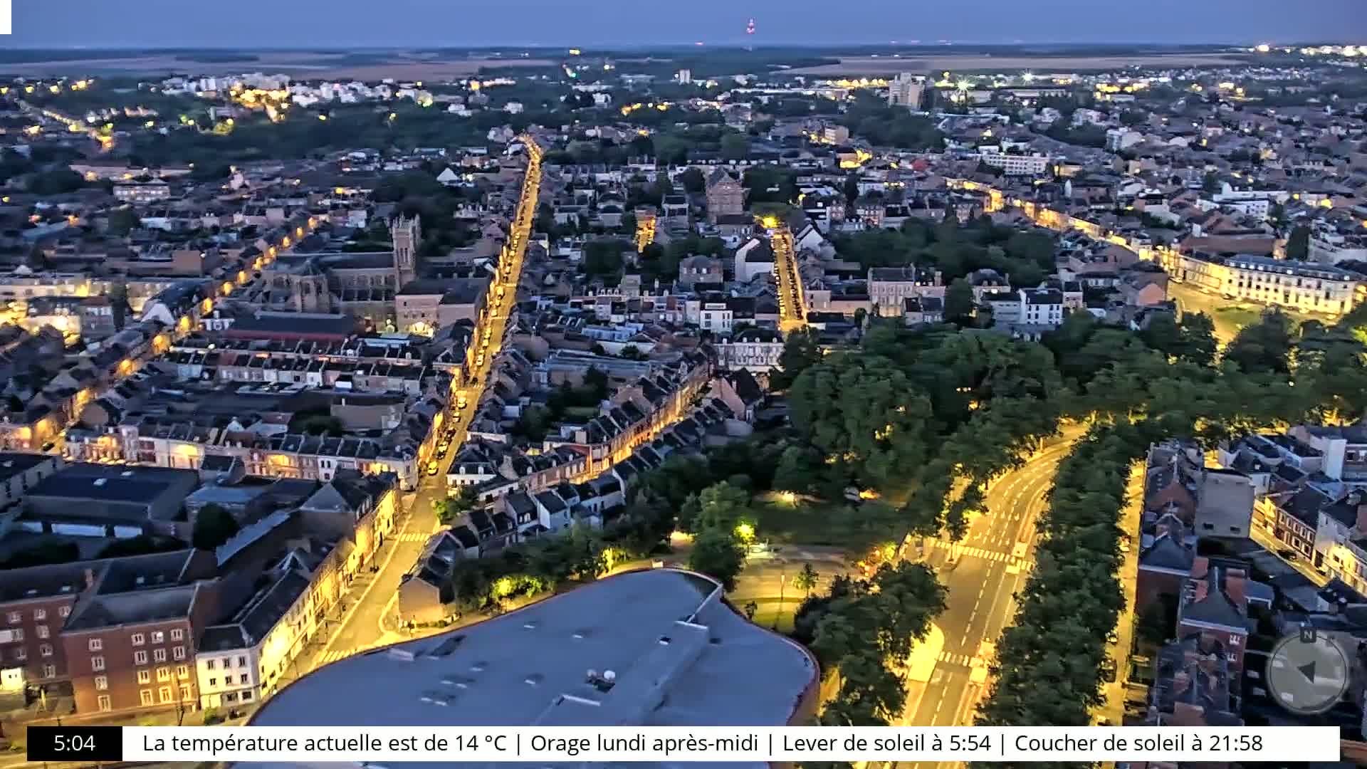 Amiens City Skyline 360 Live Cam- Amiens, Somme, Hauts-de-France, France