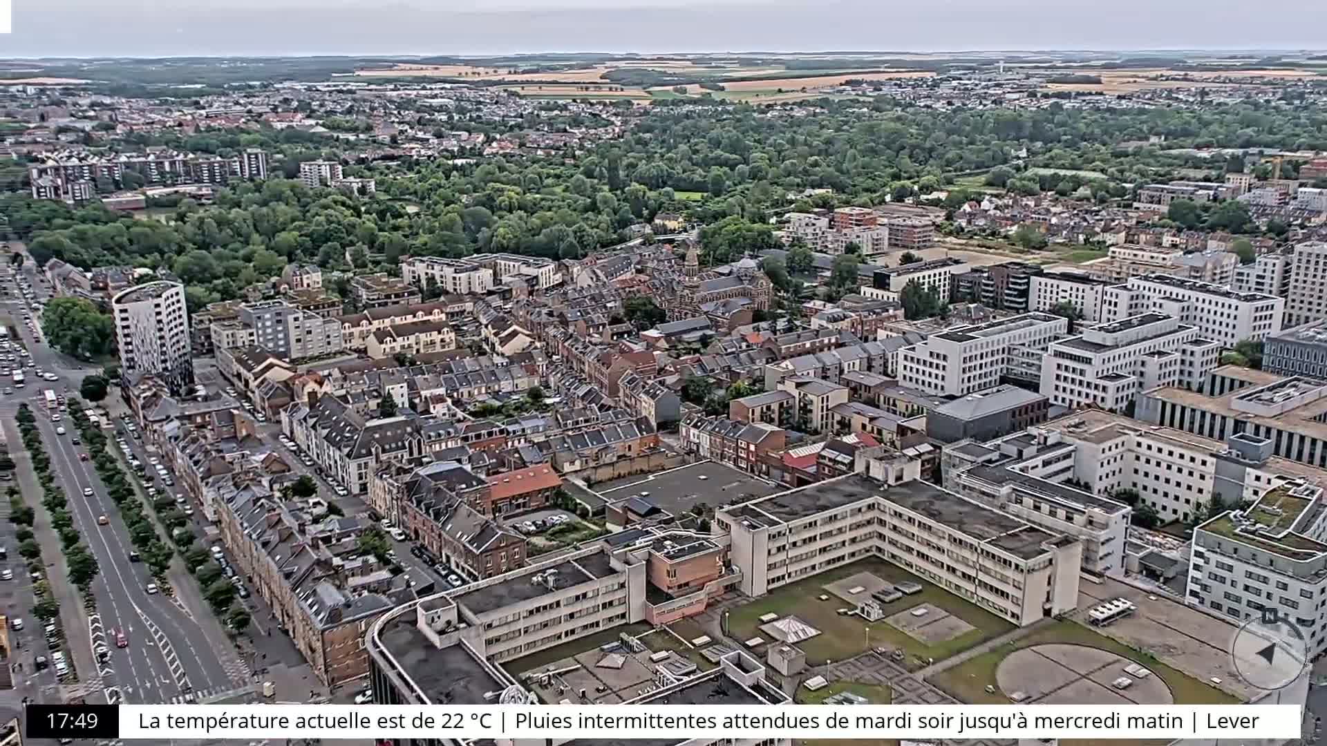 Amiens City Skyline 360 Live Cam- Amiens, Somme, Hauts-de-France, France