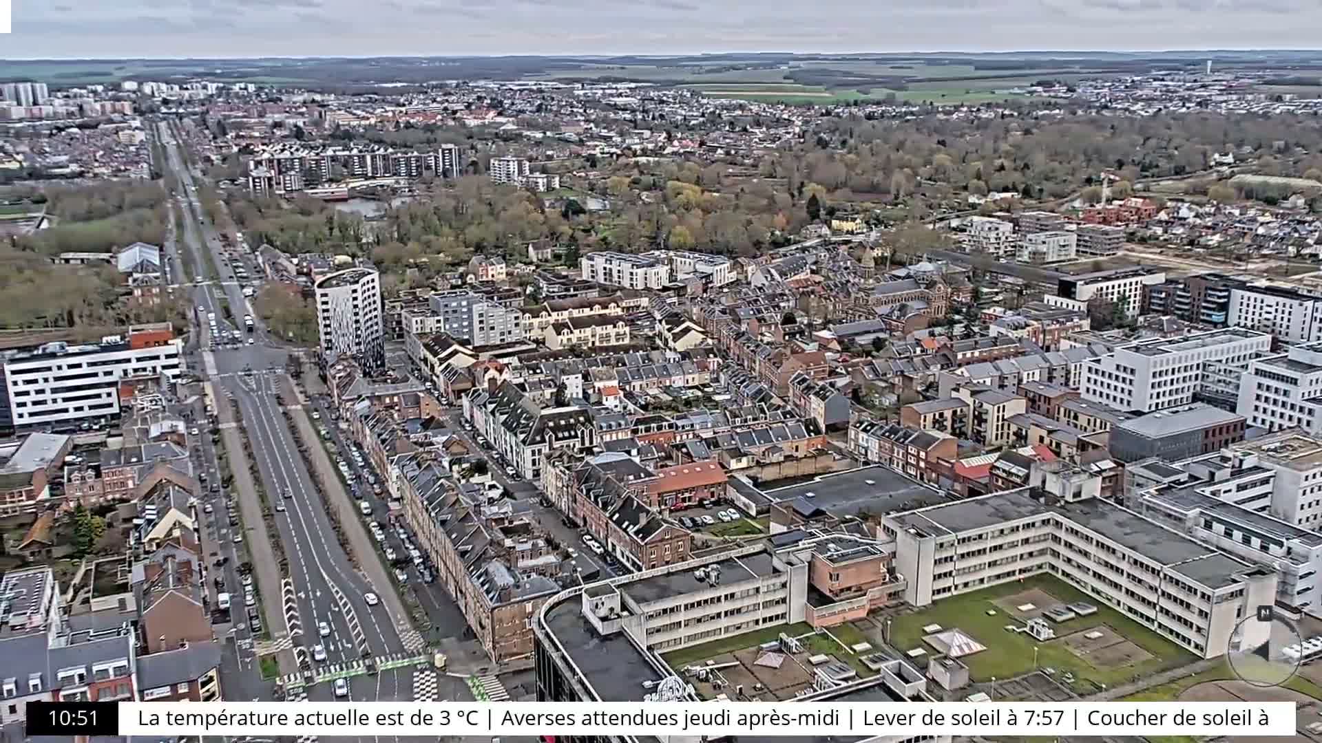 Amiens City Skyline 360 Live Cam- Amiens, Somme, Hauts-de-France, France
