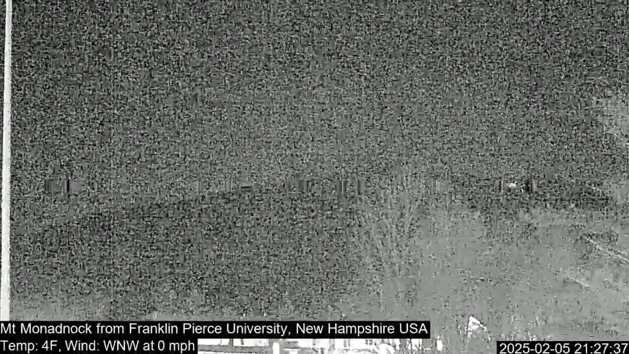A low-resolution, nighttime image shows a dark, indistinct landscape with a calm, 4-degree Fahrenheit wind.