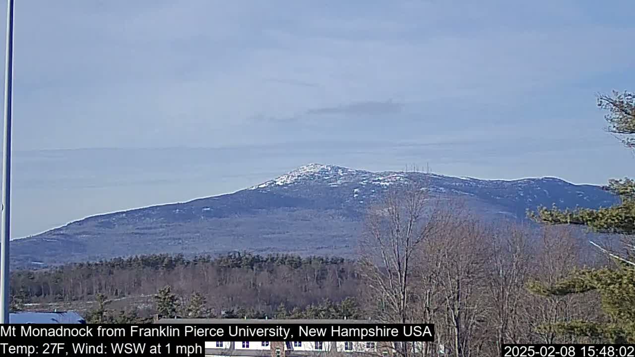 A snow-dusted mountain range is visible in the distance under a mostly clear sky.