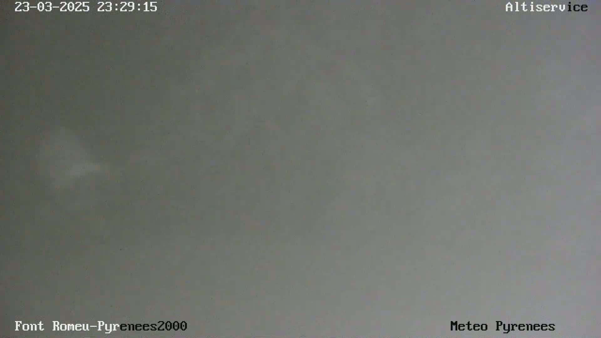 A blurry, overcast outdoor scene shows a mostly featureless gray sky.