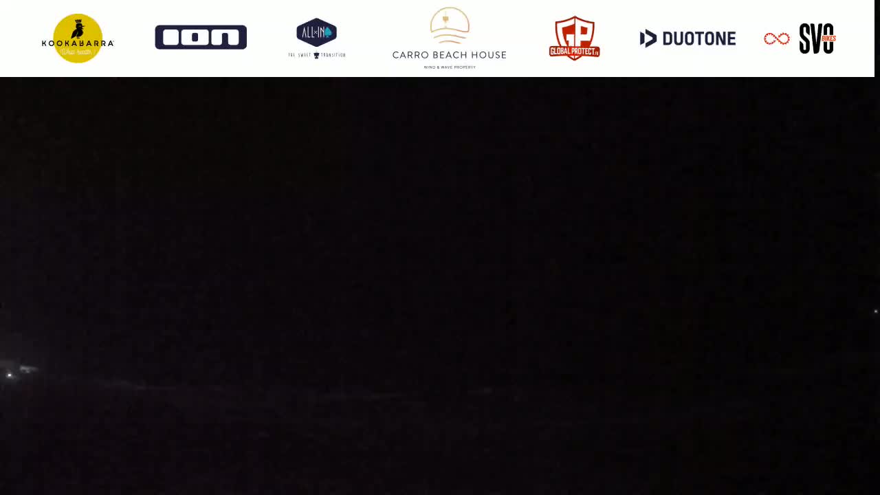 A nighttime, dark outdoor scene shows a very low-light level, with only faint illumination visible near the bottom edge of the frame.