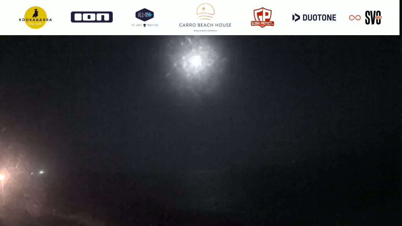 A bright moon is visible in a hazy, dark night sky.