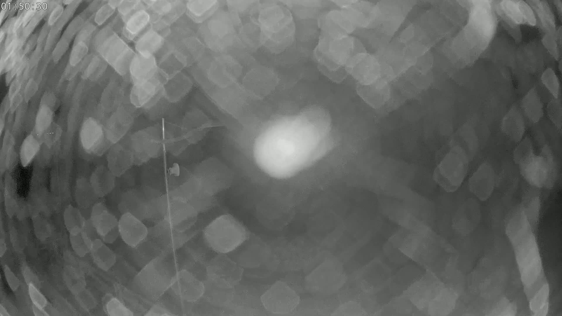 A blurry grayscale image shows a bright, out-of-focus object in the center, surrounded by numerous other blurred shapes.