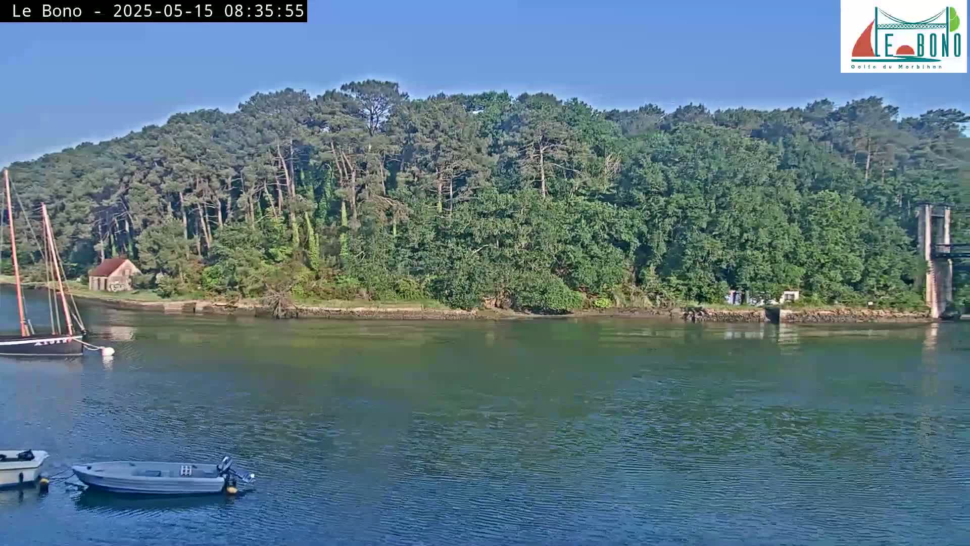 Riviere du Bono River & Le Bono Pont Joseph Le Brix (Pont Joseph Bridge) Live Cam - Vannes, Morbihan, Bretagne. France