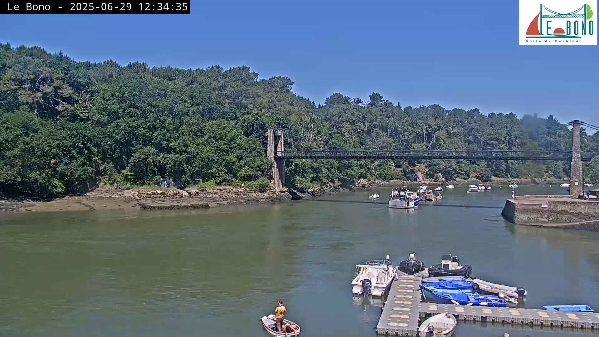 Riviere du Bono River & Le Bono Pont Joseph Le Brix (Pont Joseph Bridge) Live Cam - Vannes, Morbihan, Bretagne. France