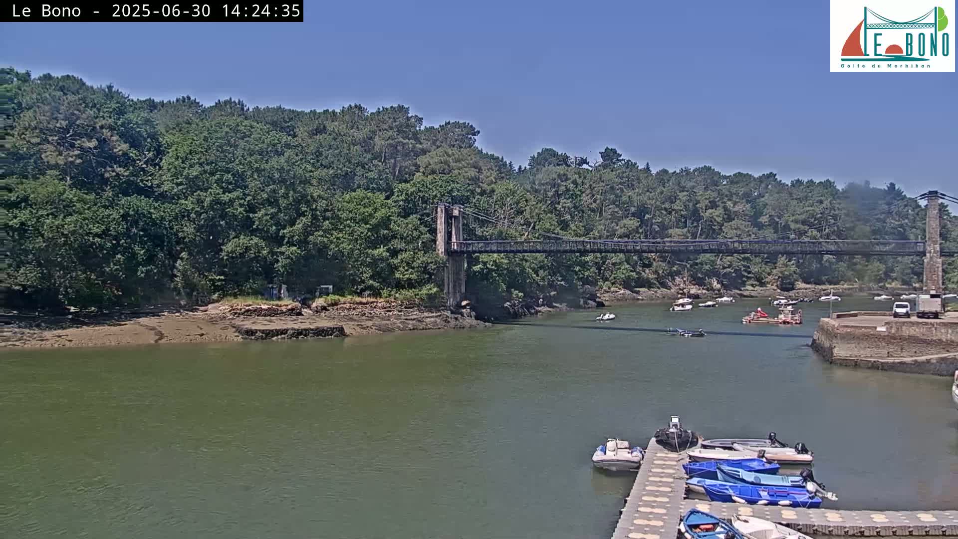 Riviere du Bono River & Le Bono Pont Joseph Le Brix (Pont Joseph Bridge) Live Cam - Vannes, Morbihan, Bretagne. France