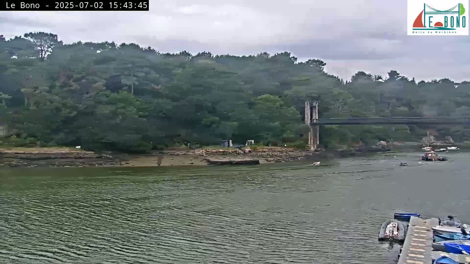 Riviere du Bono River & Le Bono Pont Joseph Le Brix (Pont Joseph Bridge) Live Cam - Vannes, Morbihan, Bretagne. France