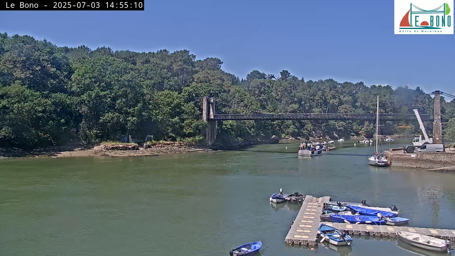 Riviere du Bono River & Le Bono Pont Joseph Le Brix (Pont Joseph Bridge) Live Cam - Vannes, Morbihan, Bretagne. France