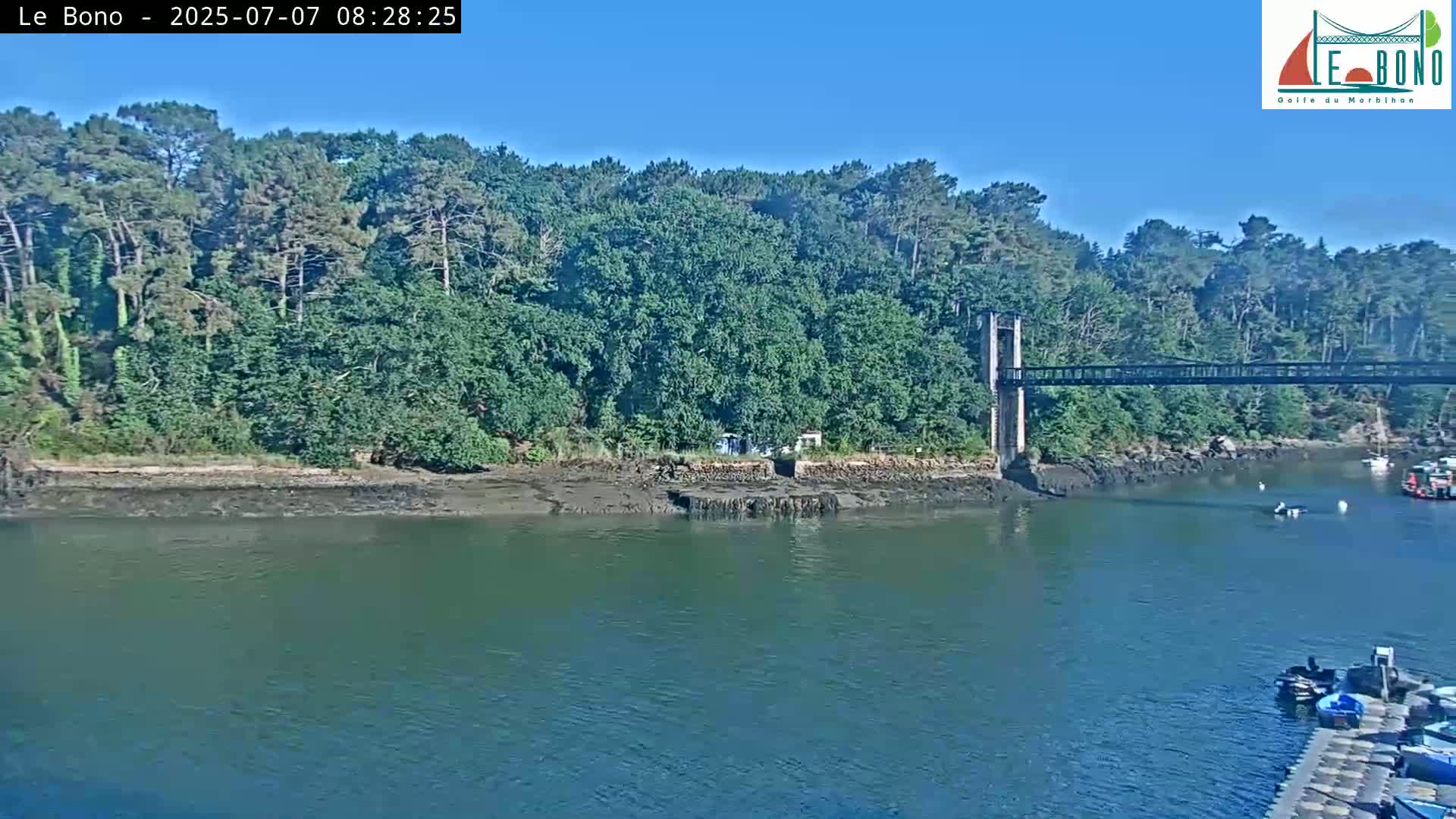 Riviere du Bono River & Le Bono Pont Joseph Le Brix (Pont Joseph Bridge) Live Cam - Vannes, Morbihan, Bretagne. France