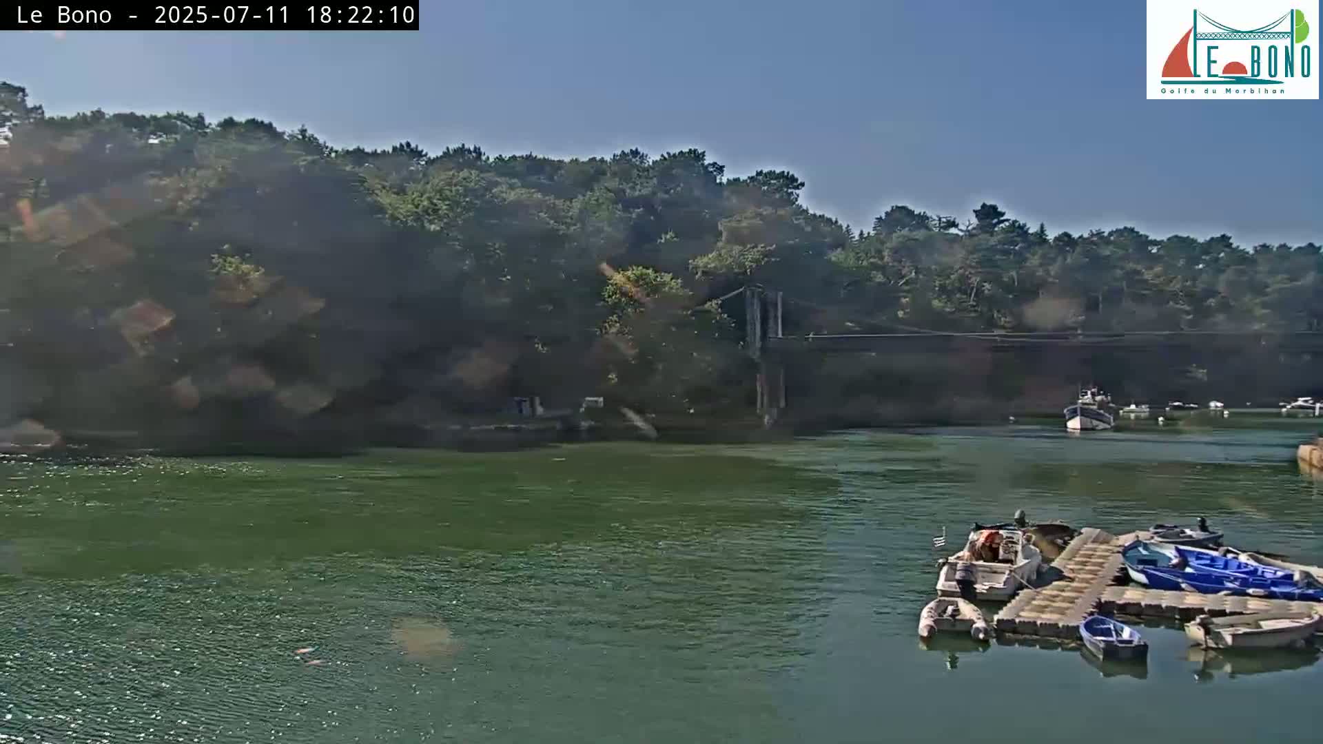 Riviere du Bono River & Le Bono Pont Joseph Le Brix (Pont Joseph Bridge) Live Cam - Vannes, Morbihan, Bretagne. France