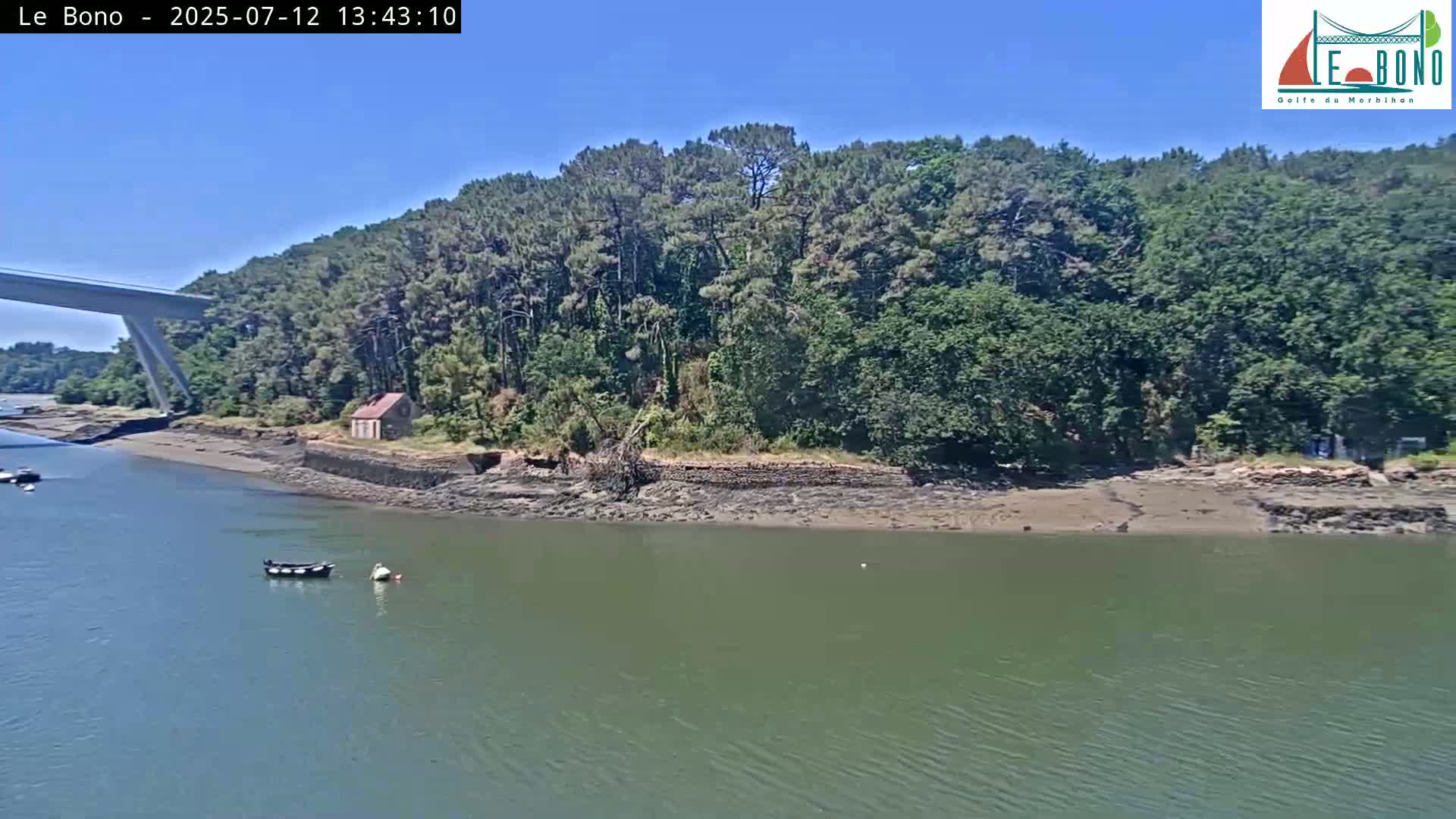 Riviere du Bono River & Le Bono Pont Joseph Le Brix (Pont Joseph Bridge) Live Cam - Vannes, Morbihan, Bretagne. France