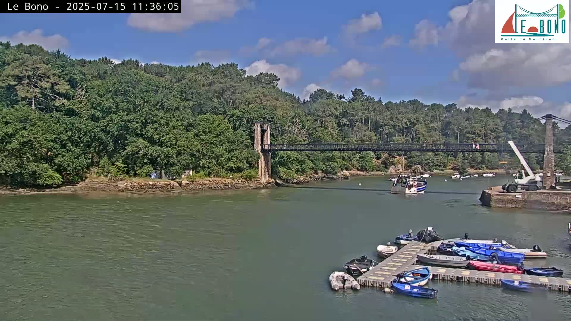 Riviere du Bono River & Le Bono Pont Joseph Le Brix (Pont Joseph Bridge) Live Cam - Vannes, Morbihan, Bretagne. France