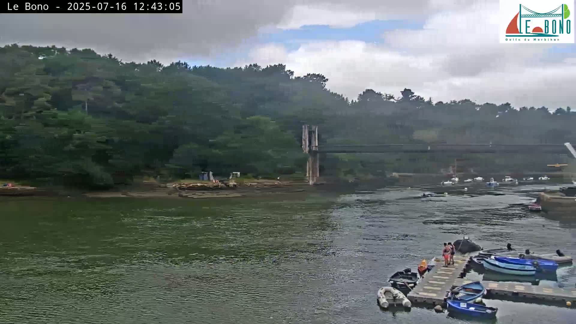 Riviere du Bono River & Le Bono Pont Joseph Le Brix (Pont Joseph Bridge) Live Cam - Vannes, Morbihan, Bretagne. France