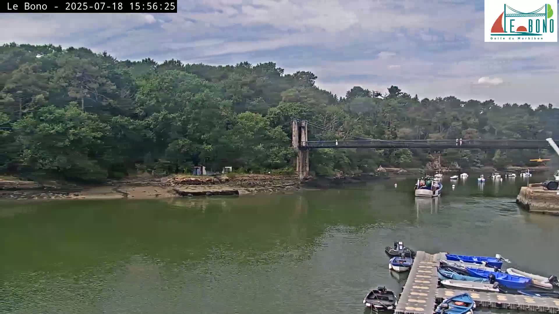 Riviere du Bono River & Le Bono Pont Joseph Le Brix (Pont Joseph Bridge) Live Cam - Vannes, Morbihan, Bretagne. France