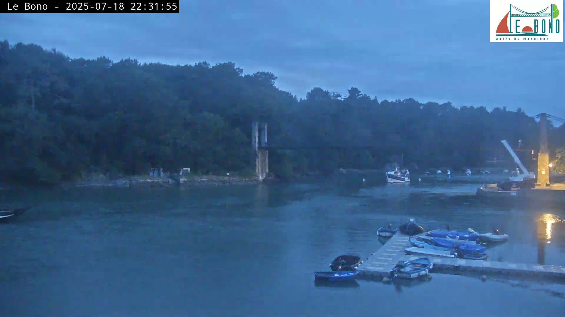 Riviere du Bono River & Le Bono Pont Joseph Le Brix (Pont Joseph Bridge) Live Cam - Vannes, Morbihan, Bretagne. France