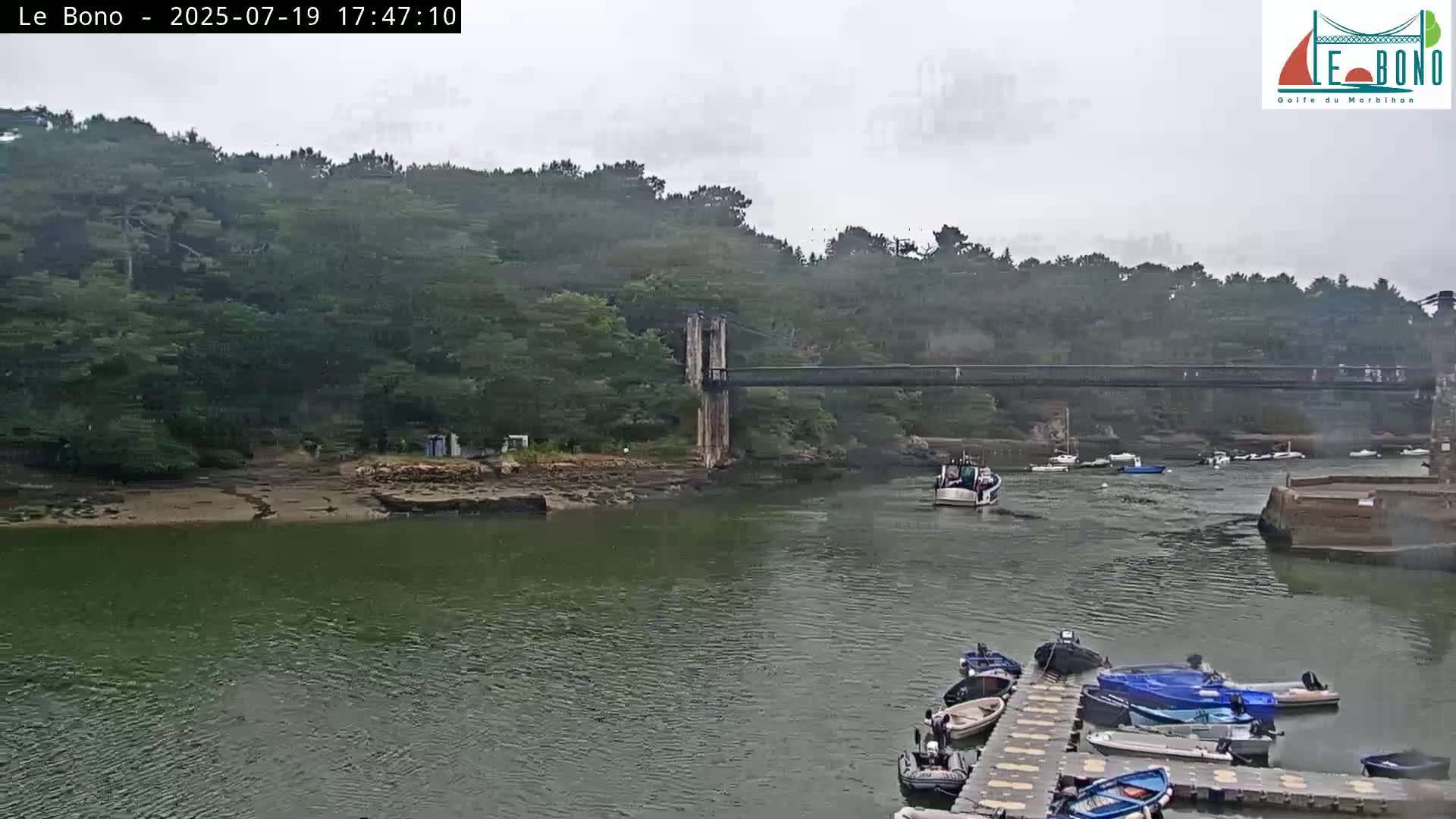 Riviere du Bono River & Le Bono Pont Joseph Le Brix (Pont Joseph Bridge) Live Cam - Vannes, Morbihan, Bretagne. France