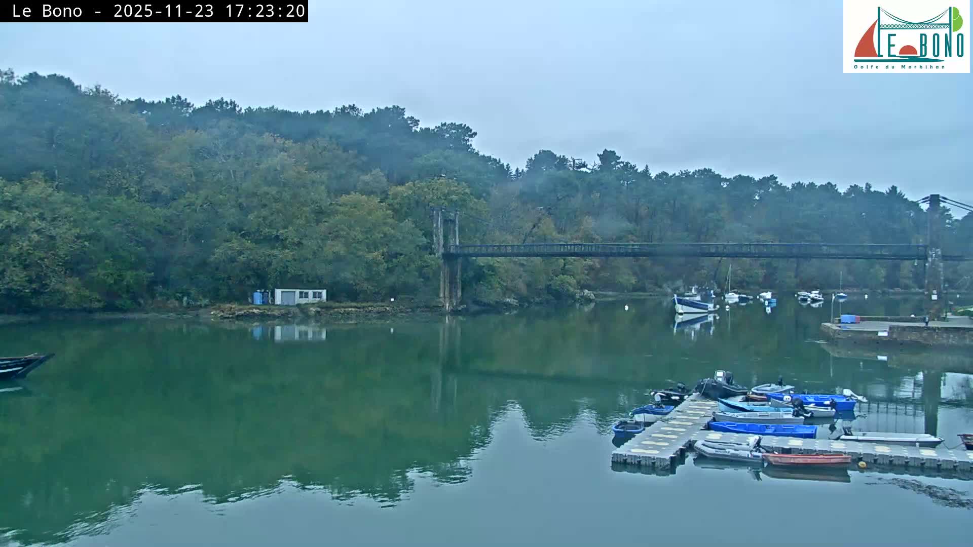 Riviere du Bono River & Le Bono Pont Joseph Le Brix (Pont Joseph Bridge) Live Cam - Vannes, Morbihan, Bretagne. France