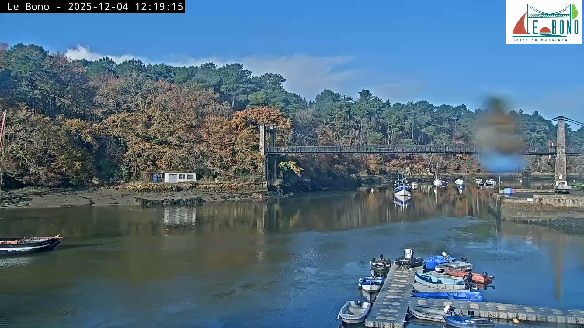 Riviere du Bono River & Le Bono Pont Joseph Le Brix (Pont Joseph Bridge) Live Cam - Vannes, Morbihan, Bretagne. France