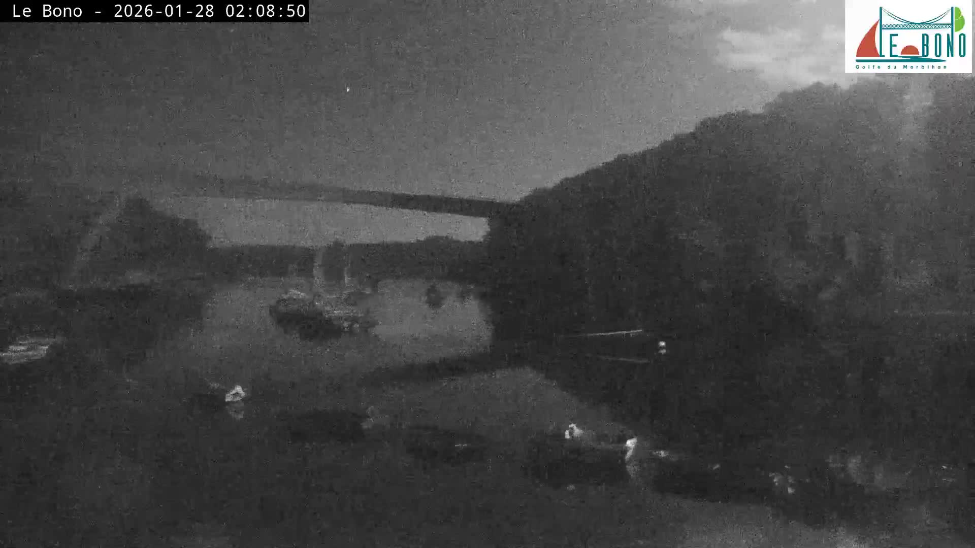 Riviere du Bono River & Le Bono Pont Joseph Le Brix (Pont Joseph Bridge) Live Cam - Vannes, Morbihan, Bretagne. France