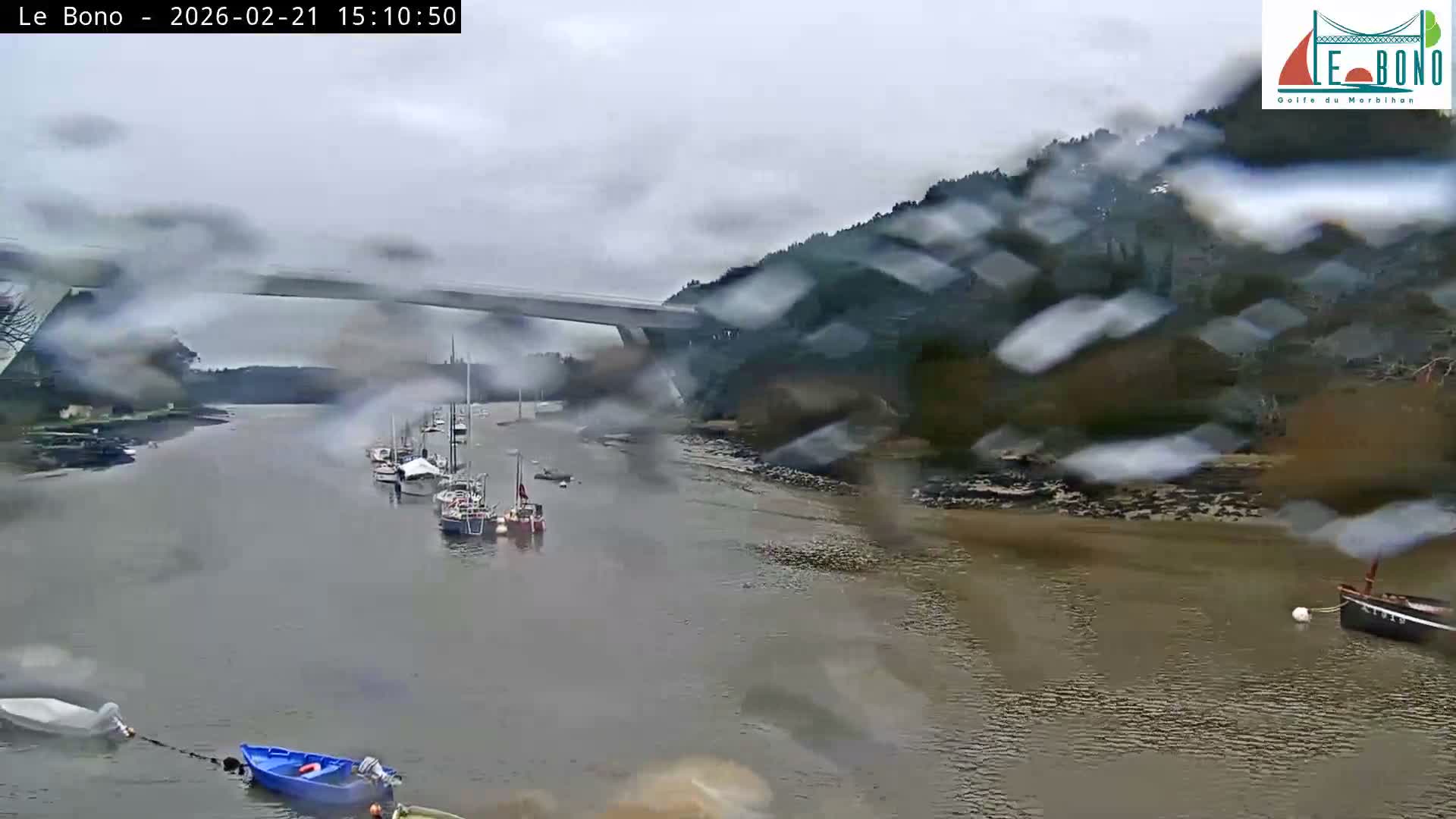 Riviere du Bono River & Le Bono Pont Joseph Le Brix (Pont Joseph Bridge) Live Cam - Vannes, Morbihan, Bretagne. France