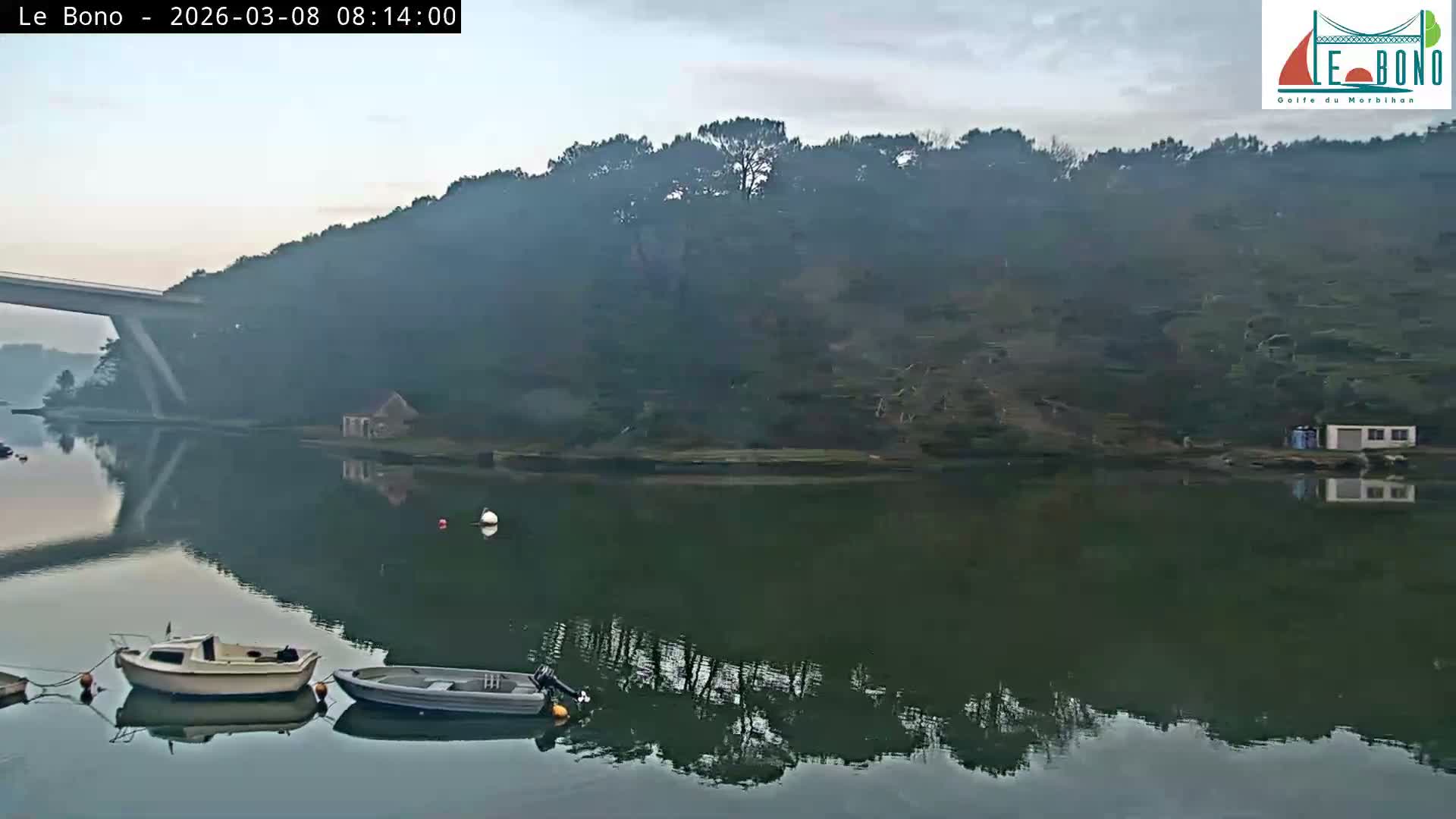 Riviere du Bono River & Le Bono Pont Joseph Le Brix (Pont Joseph Bridge) Live Cam - Vannes, Morbihan, Bretagne. France