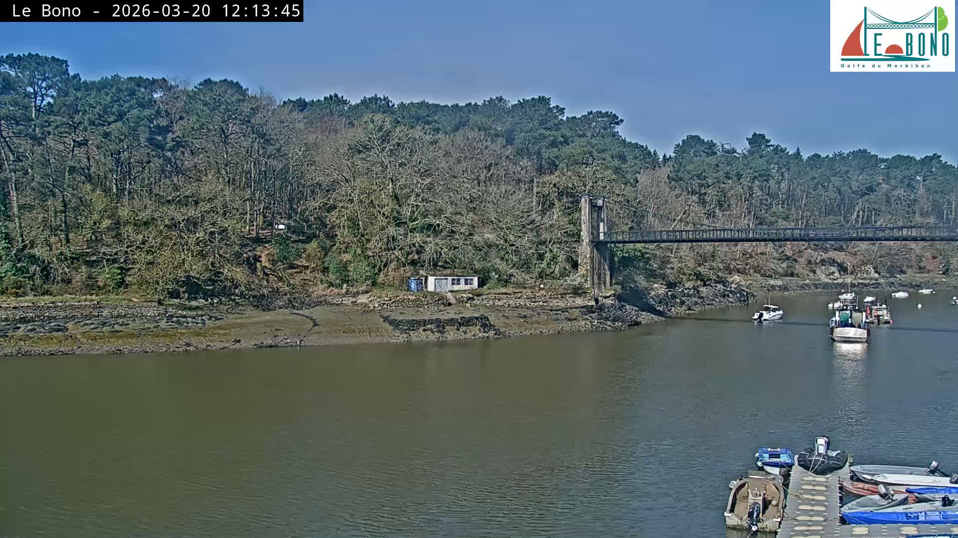 Riviere du Bono River & Le Bono Pont Joseph Le Brix (Pont Joseph Bridge) Live Cam - Vannes, Morbihan, Bretagne. France