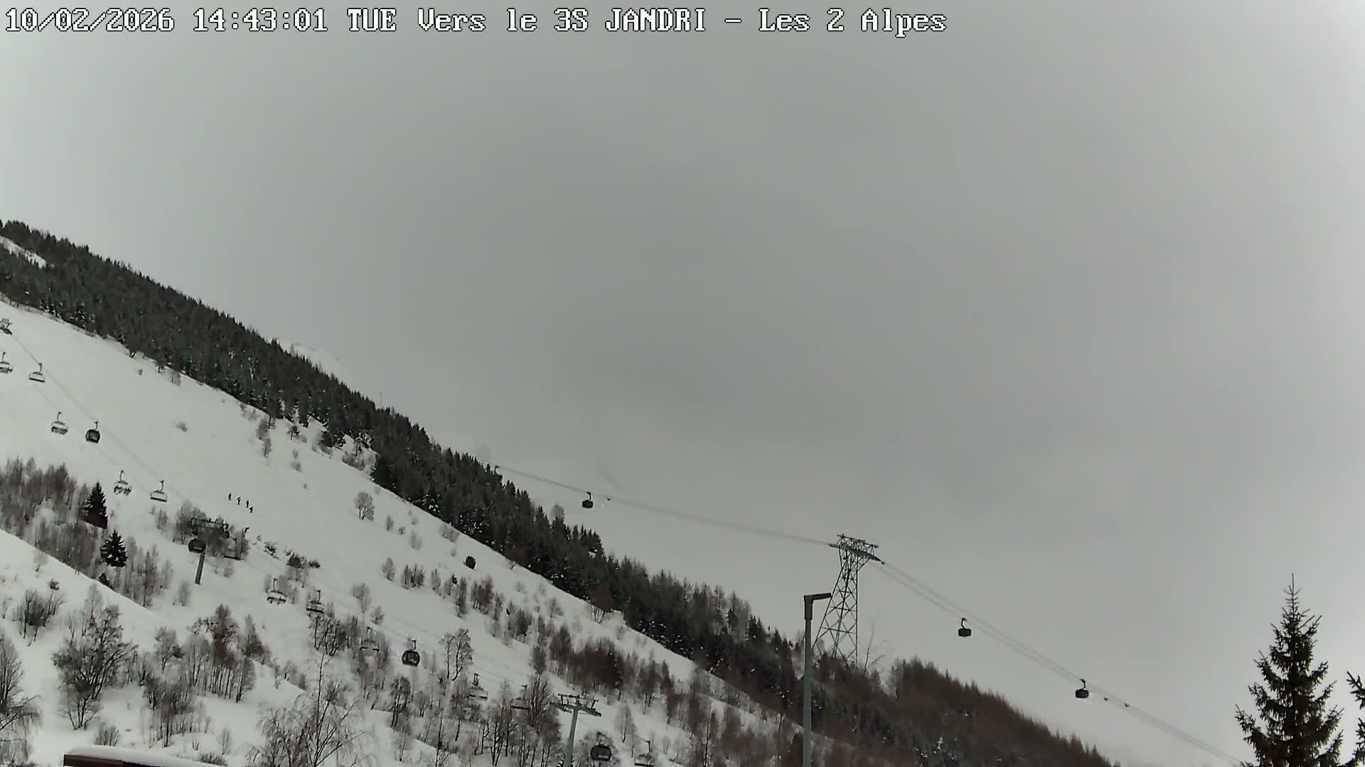 French Alps, Les deux Alpes Ski Slopes Live Cam - Grenoble, Isere, Auvergne-Rhone-Alpes, France