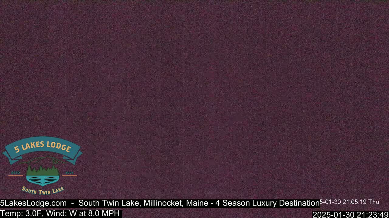 A dark purple screen displays a weather image of a night scene with a temperature of 3.0°F and a westerly wind of 8.0 mph.