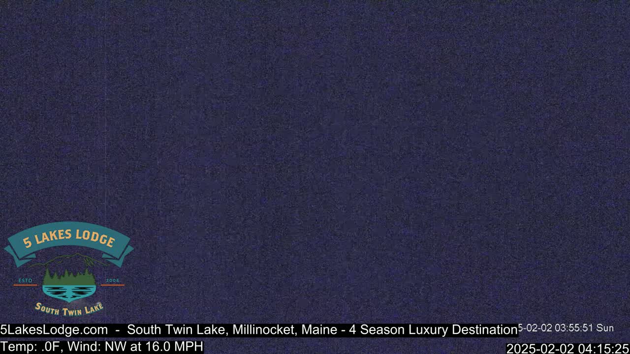 A dark blue, textured screen displays a nighttime outdoor scene with a northwest wind at 16.0 mph and a temperature of 0°F.