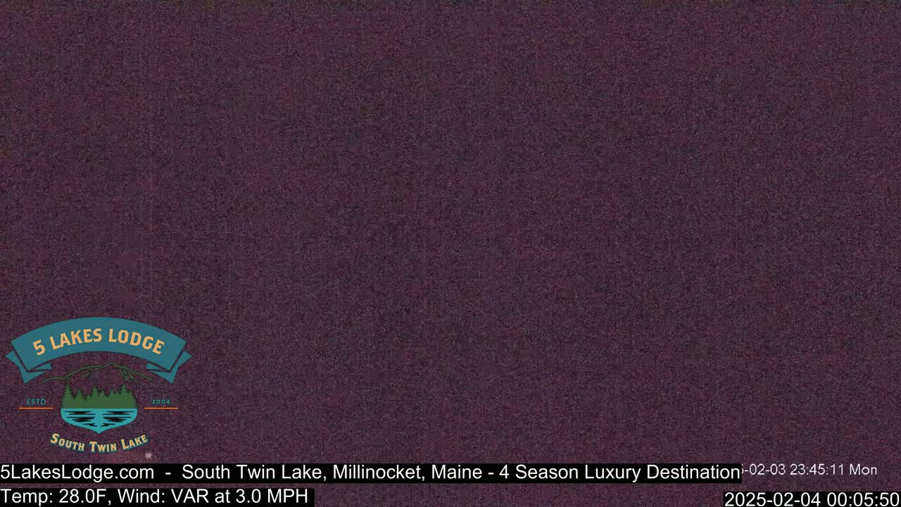 A dark purple screen shows a nighttime view with a temperature of 28 degrees Fahrenheit and a variable wind at 3.0 mph.