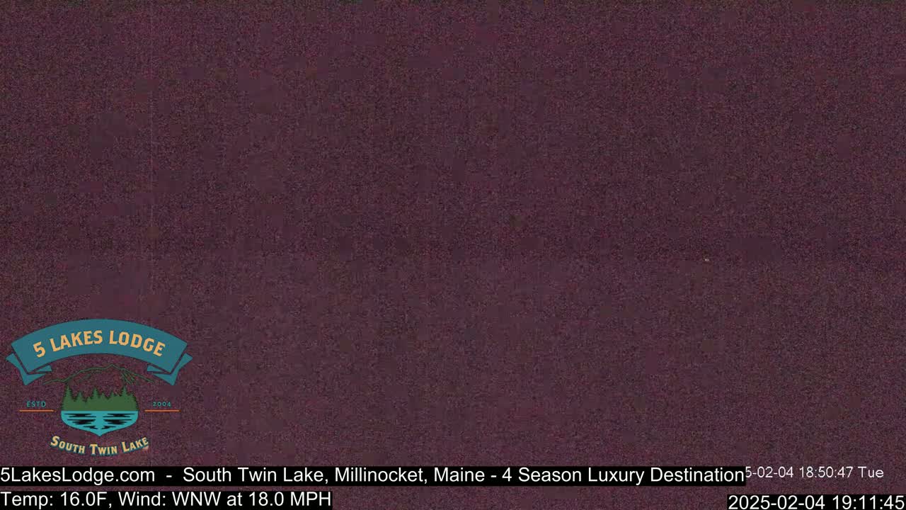 A dark purplish-brown image shows an overcast night sky with a temperature of 16°F and a wind of 18 mph from the west-northwest.