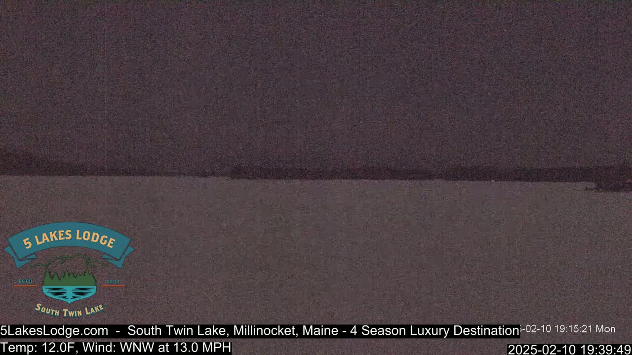 A dark, still lake is visible under a night sky.