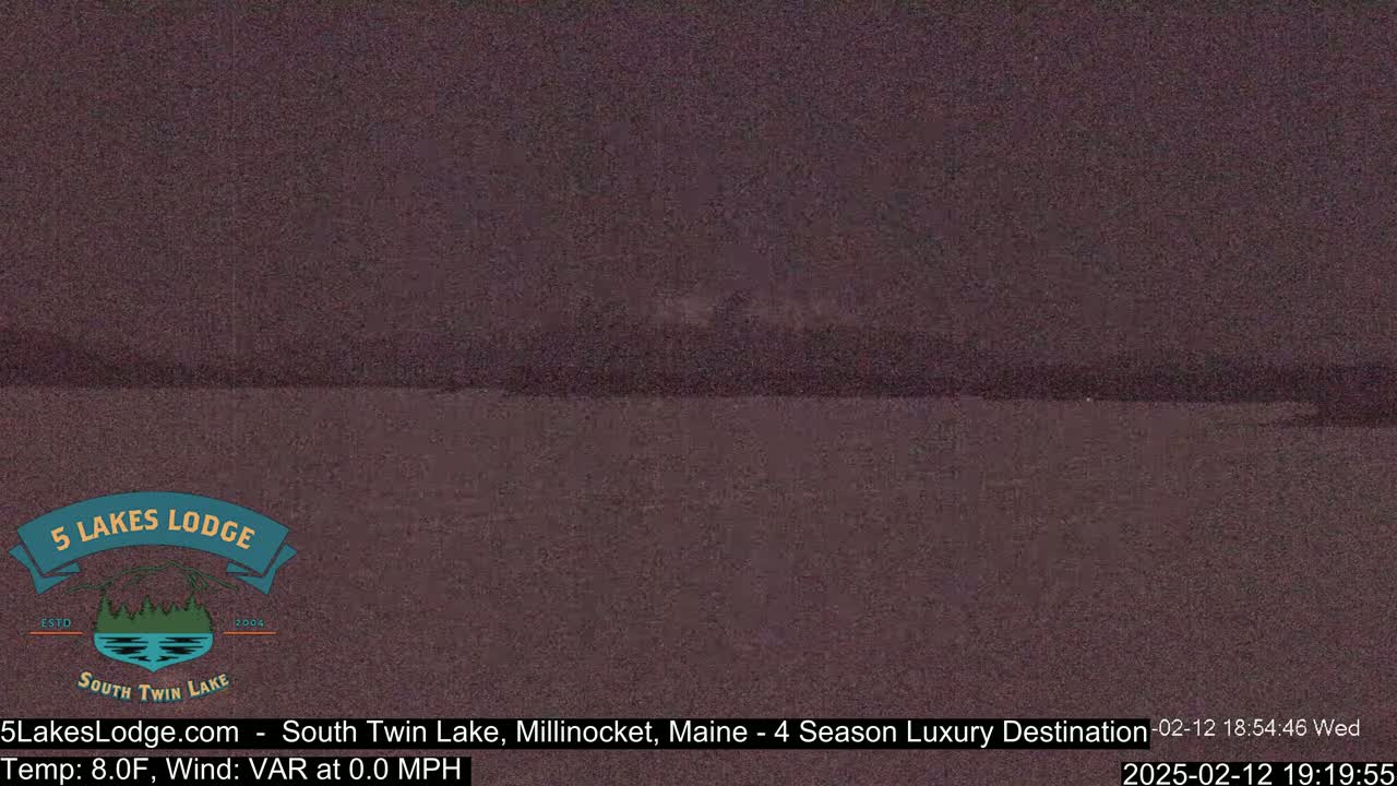A dark, still body of water is visible under a night sky.