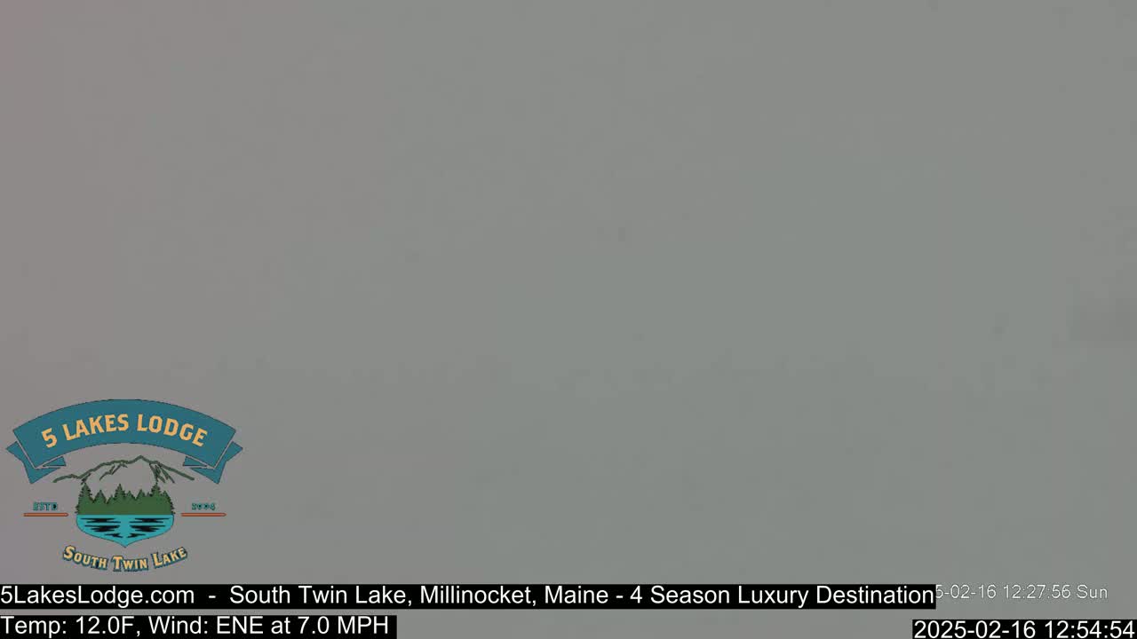 A mostly overcast, gray sky is visible outdoors, with a temperature of 12 degrees Fahrenheit and a wind blowing from the east-northeast at 7 miles per hour.