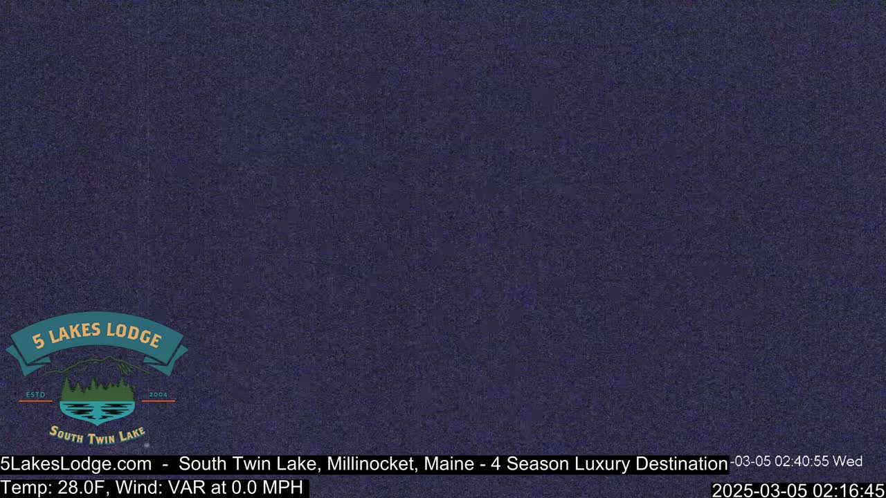 A dark blue, grainy image shows a nighttime or low-light outdoor scene.
