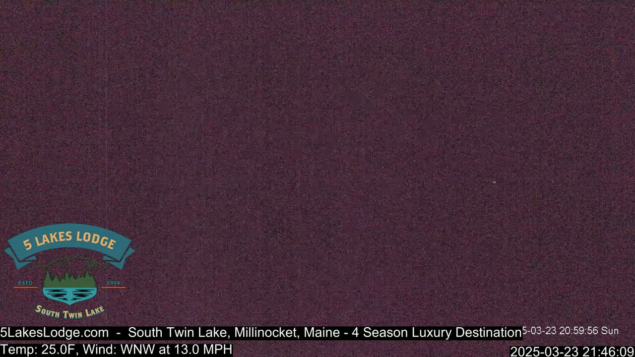 A dark purple screen displays a nighttime view with a temperature of 25°F and a wind of 13.0 mph from the west-northwest.