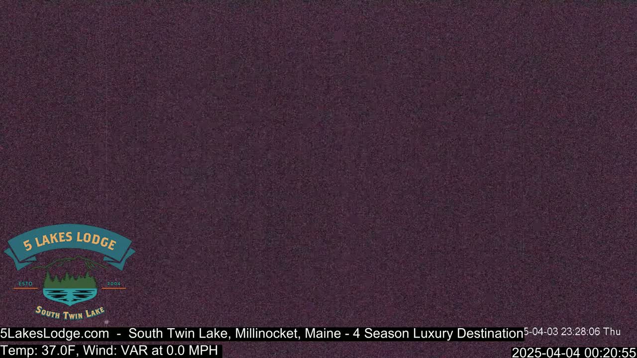 A dark purple screen displays a static image.