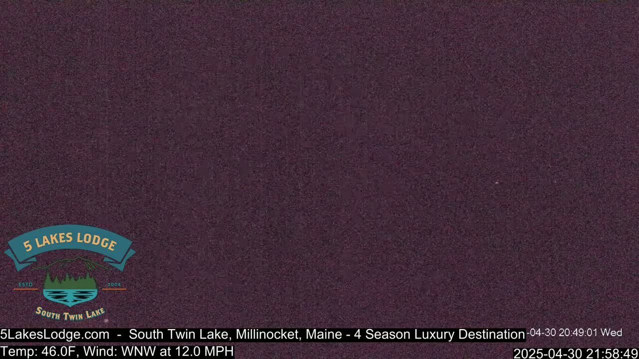 A dark purple, grainy image shows a nighttime view.