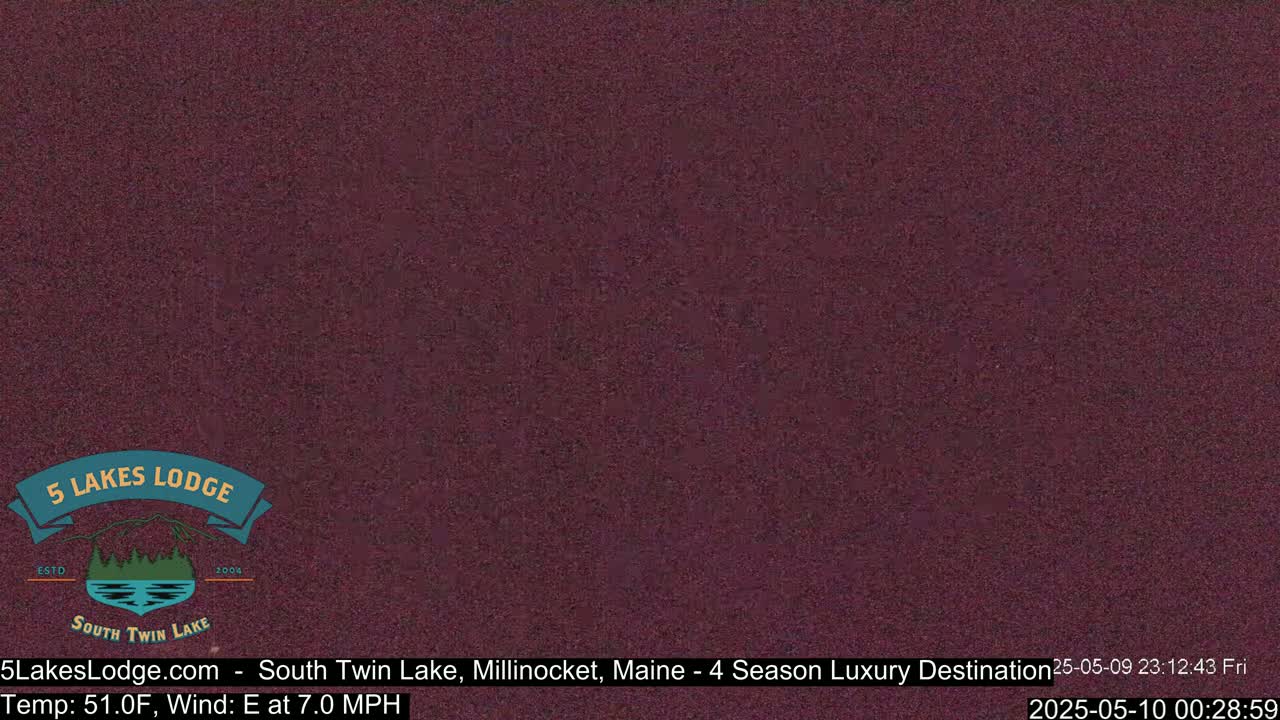 A dark purplish-brown screen shows a grainy, static-like image.