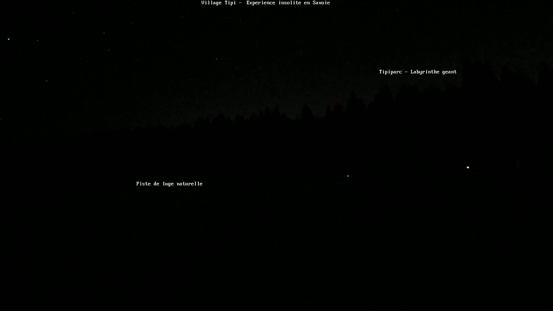 A dark nighttime scene shows a silhouetted line of trees under a clear, starlit sky.